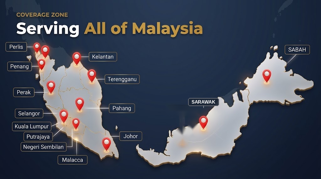 MalaysiaTruck.com coverage zone — serving all states in Malaysia including Sabah and Sarawak
